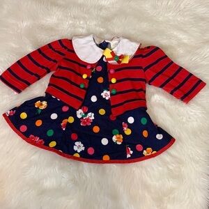 Vintage Winnie Kaye baby girl dress and sweater set Size 12 Months